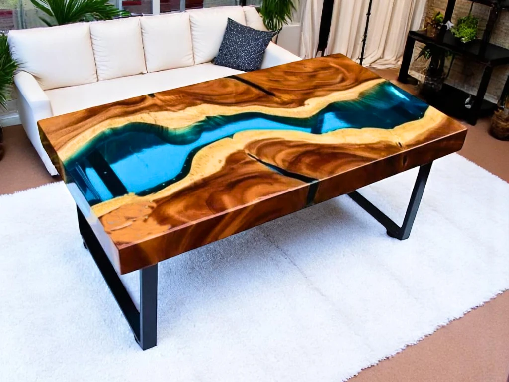 Versatile Living Room Side Table with Mop Inlaid Stone Accent